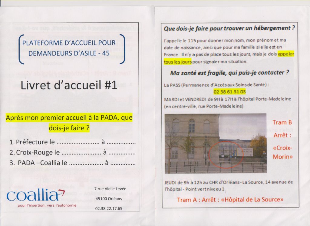 Welcome booklet of the SPADA in Orléans
